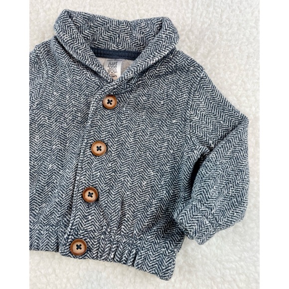 CARTER’S • Black/White Herringbone Collared Cardigan - Picture 6 of 13